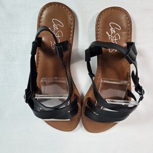 City Streets Womens Strap & Buckle Flat Sandals Size 5